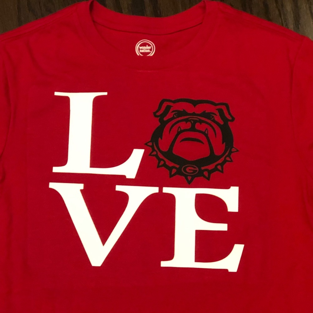 New! YOUTH Love Georgia Bulldogs Graphic Tee - Red